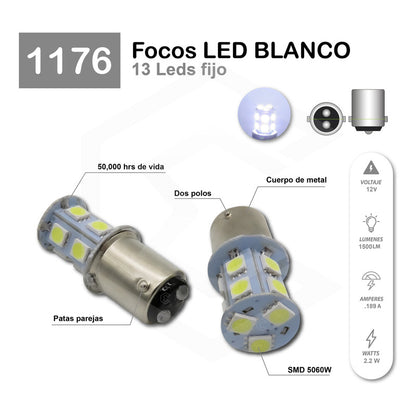 Par De Focos 13 Leds 1176 2 Polos Con Patas Parejas Fijo 12v