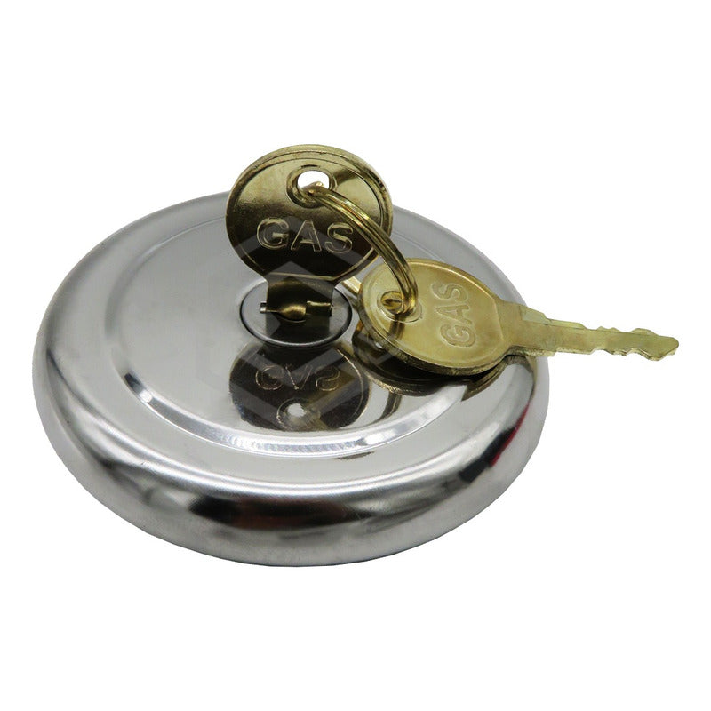 Tapón Tanque Gasolina Universal Con Llave Metal Cromado F3 Plateado