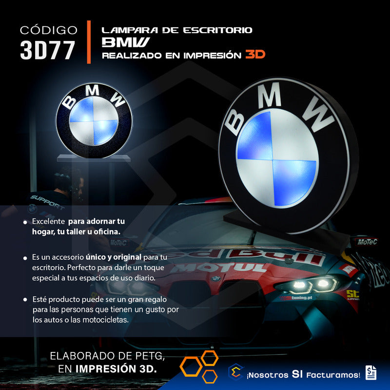 Lampara Led Bmw Escritorio Decoración Impresión 21cm 3d Petg Bmw