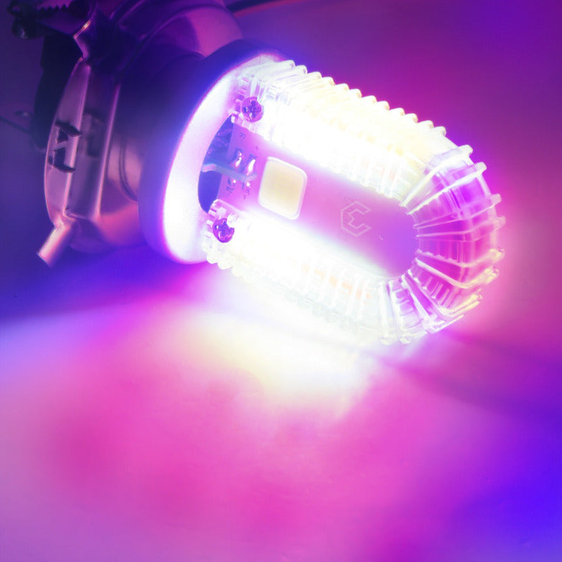 Foco Moto H4 108 Leds Cob Ba20d 6 Funciones 2 Caras Rgb H4