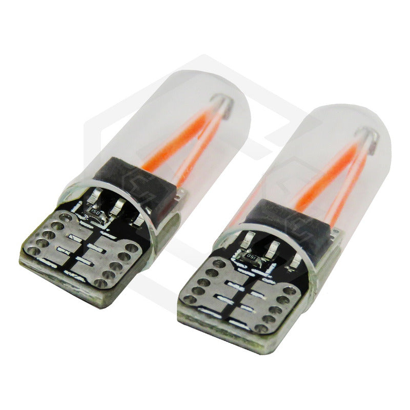 Par Focos De Pellizco Led Cob Vidrio Filamento Canbus T10 W5