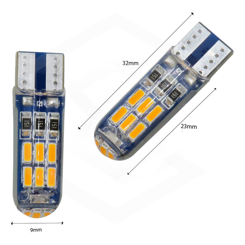 Kit De 10 Focos De Pellizco T10 15 Leds Encapsulado 3014 12v