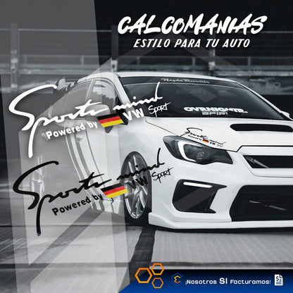 10 Calcomanía Sport Mind Vw Sticker Vinil Auto Moto 25x10cm