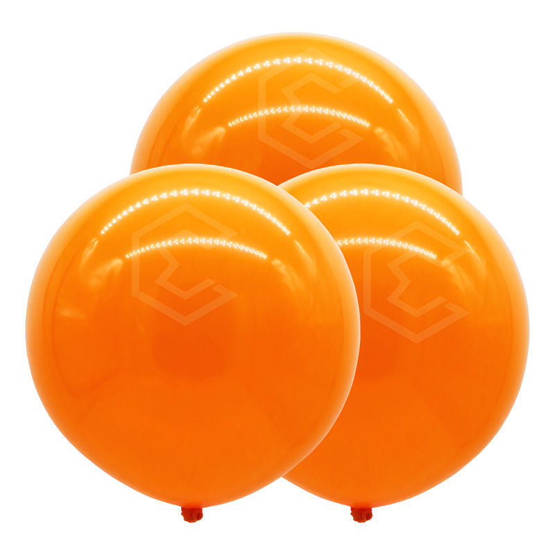 Bolsa 3 Globos Naranja Brillosos #36 Fiestas Y Bodas Latex Naranja Brilloso