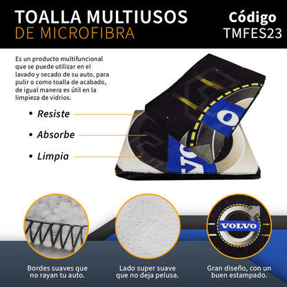 Toalla De Microfibra 55x40 Volvo C30 Xc60 Xc90 C40 Amarilla