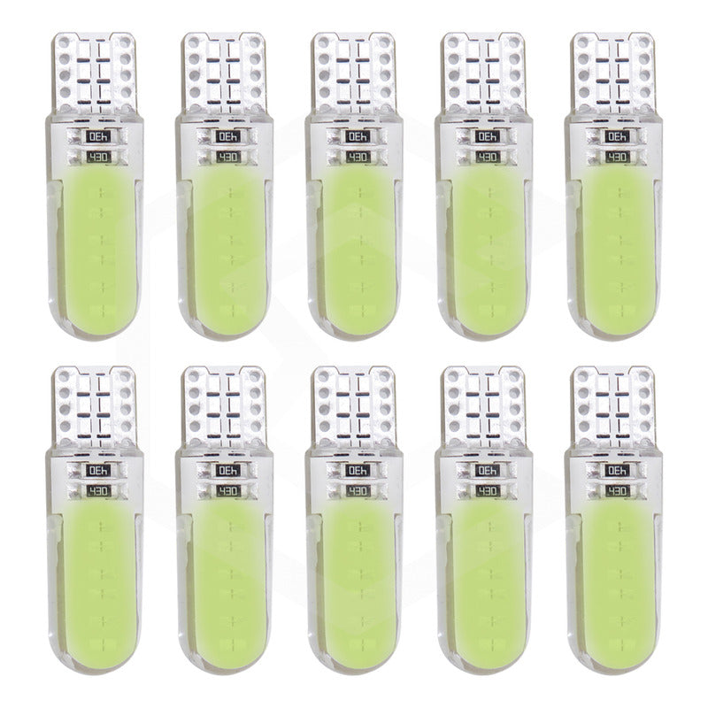 Kit De 10 Focos De Pellizco T10 12 Leds Cob Chip 80 Ma 12v