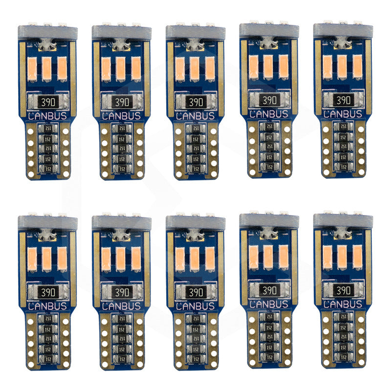 Kit 10 Focos De Pellizco T10 9 Leds Canbus No Error 4014 12v
