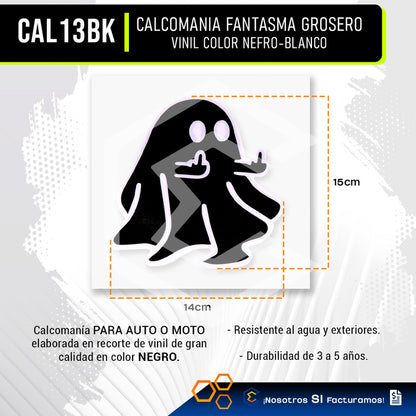 10 Calcomanía Fantasma Grosero Sticker Vinil Auto Moto 10cm