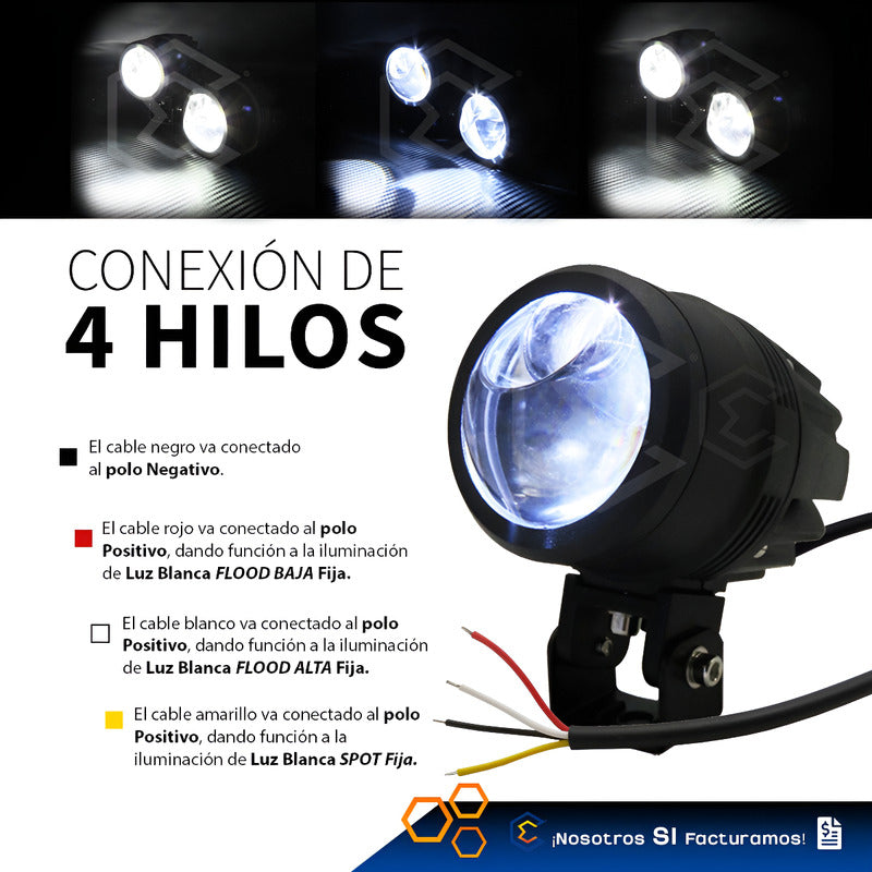 Par Faros 13 Leds Blanco Proyector Lupa Redondo 50.6w 12-24v Transparente