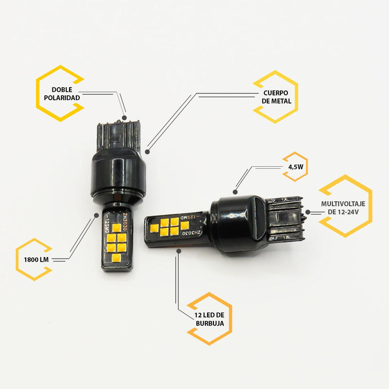 2 Focos 12 Led Canbus Cuarto Stop 12-24v 1156 57 3157  7507