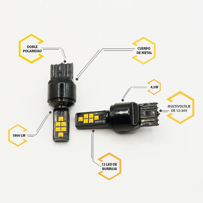 2 Focos 12 Led Canbus Cuarto Stop 12-24v 1156 57 3157  7507