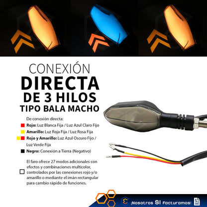 Par De Direccionales Luz Led Rgb Universal Con Lupa Imán 12v Rgb