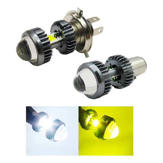 Foco Moto H4 Lupa Proyector Ba20d Bicolor 66 Leds 2 Funcion