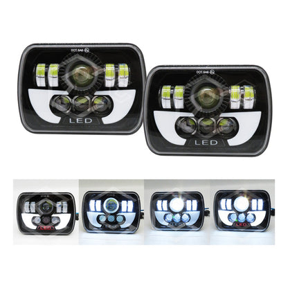 Par De Faros Unidad 5x7 Luz Cortesía Blanca 8 Lupas 12-24v