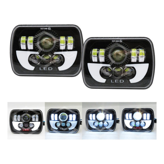 Par De Faros Unidad 5x7 Luz Cortesía Blanca 8 Lupas 12-24v