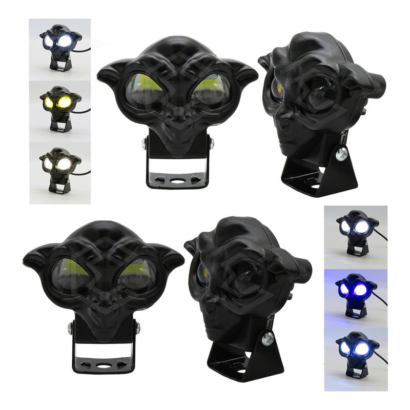 Par Faros 12 Leds 2 Lupas Bicolor Fijo Estrobo Duende 12-24v