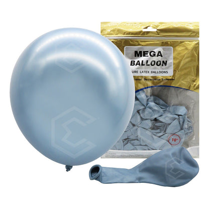 Bolsa 50 Globos Azul Claro Metalico #10 Fiesta Boda Latex Azul Claro Metalico