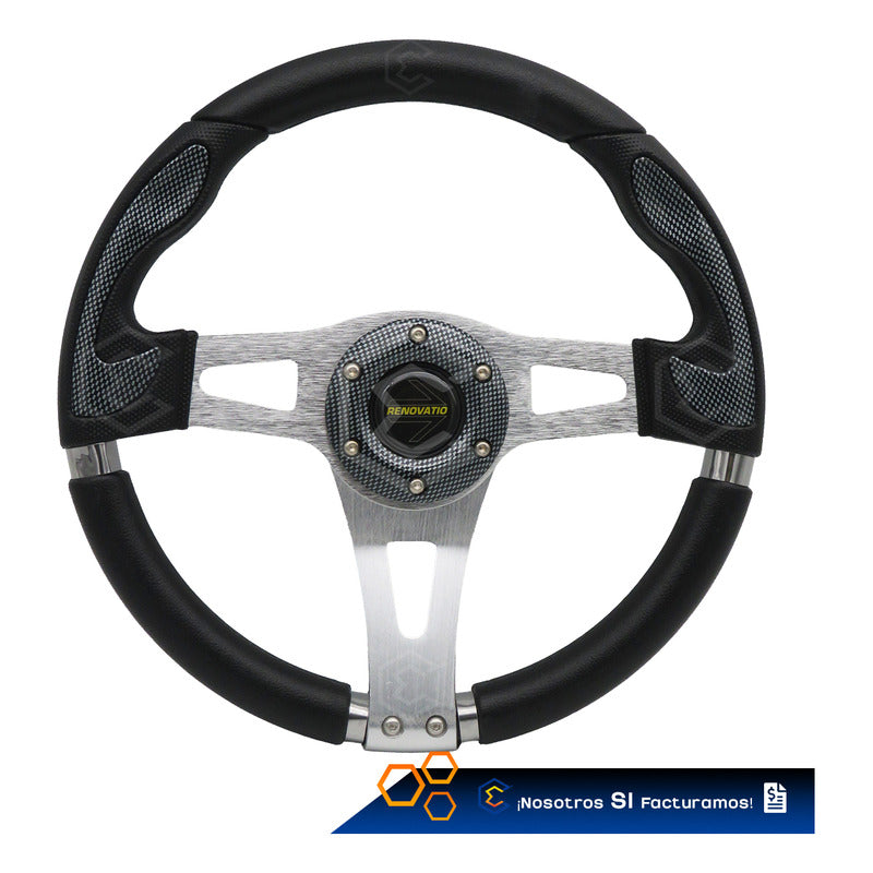 Volante Deportivo Universal Metal Con 8 Pernos Carbon 33cm Carbon