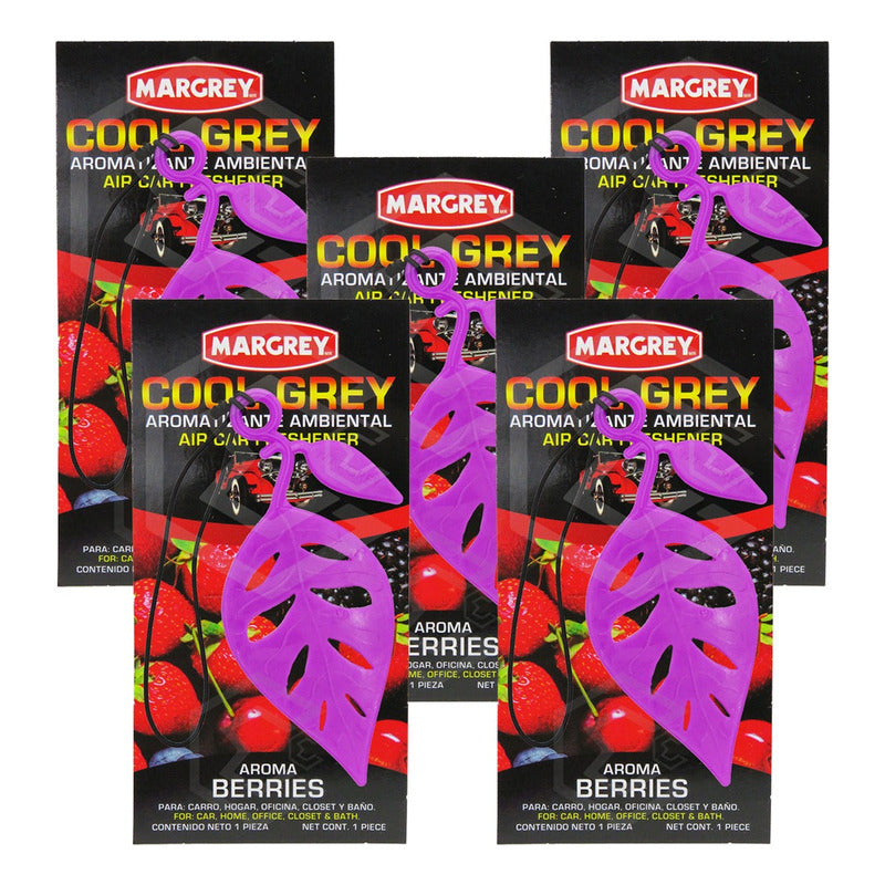 Aromatizante Auto Casa Ambiental Cool Grey Hoja Margrey 5pza