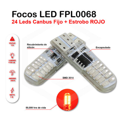 Kit De 10 Focos De Pellizco 24 Leds Canbus Fijo+estrobo 12v