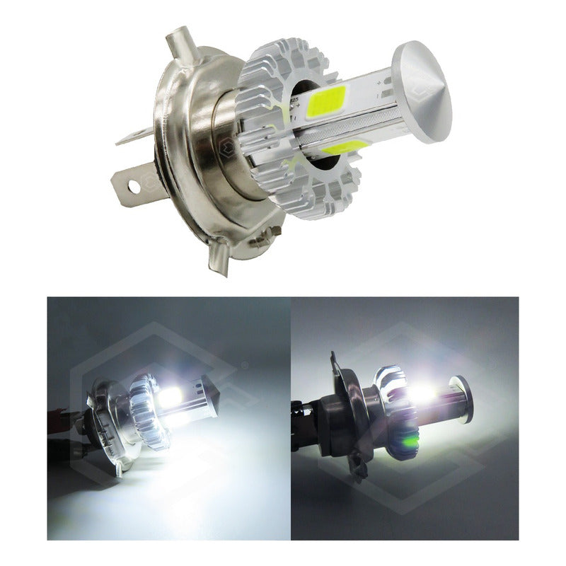 Foco De Carro/moto H4 2 Polos Ba20d Con Luz Led 4 Caras 15w