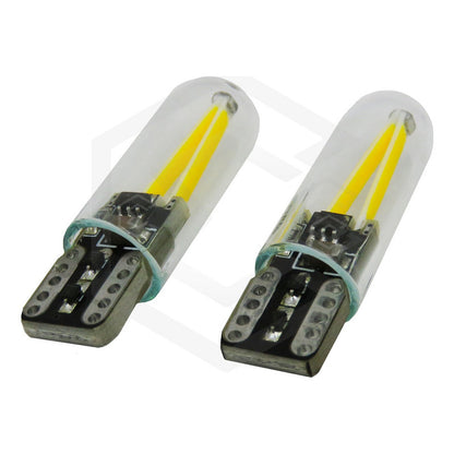 Par Focos De Pellizco Led Cob Vidrio Filamento Canbus T10 W5