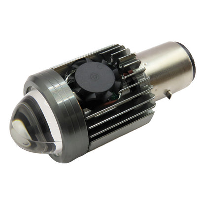 Foco Moto H4 Lupa Con Ventilador Ba20d Bicolor 6 Leds Csp T