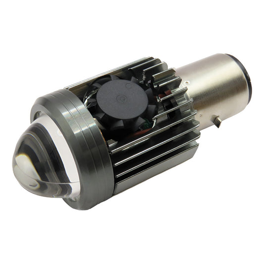 Foco Moto H4 Lupa Con Ventilador Ba20d Bicolor 6 Leds Csp T