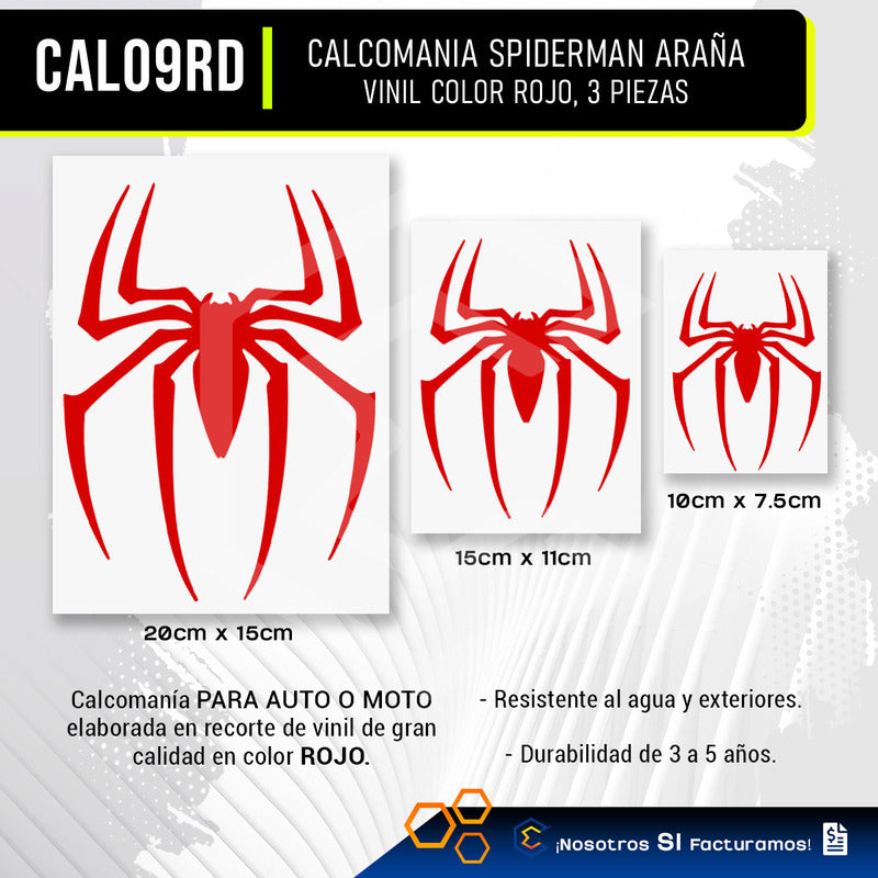 10 Calcomanía Spiderman Araña Sticker Vinil Auto Moto 3 Pzas