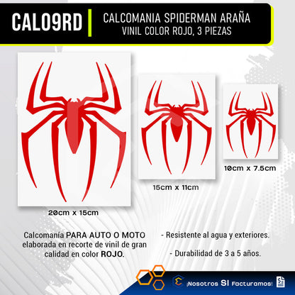 10 Calcomanía Spiderman Araña Sticker Vinil Auto Moto 3 Pzas