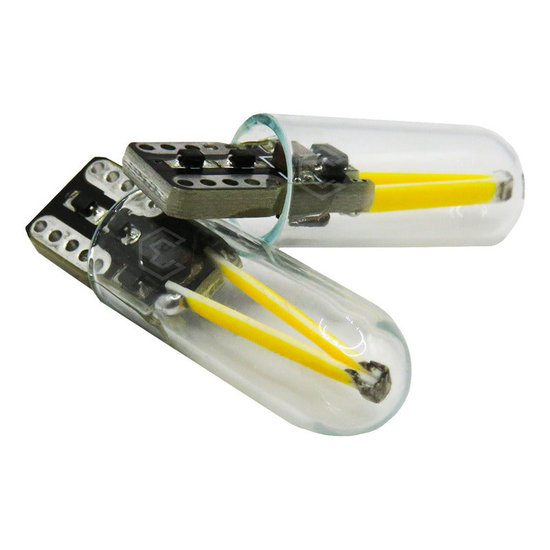 Par Focos De Pellizco Led Cob Vidrio Filamento Canbus T10 W5