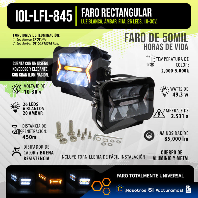 Par De Faros 26 Led Blanco Fijo Luz De Cortesía 49.3w 10-30v