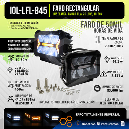 Par De Faros 26 Led Blanco Fijo Luz De Cortesía 49.3w 10-30v
