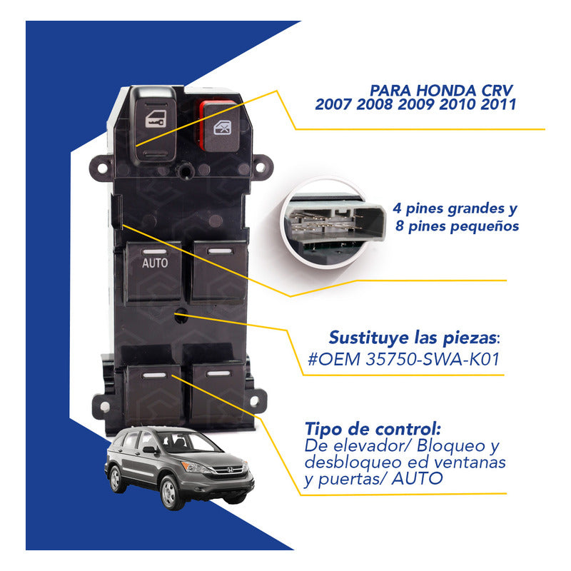 Control Maestro Vidrios Honda Crv 2007 2008 2009 2010 2011