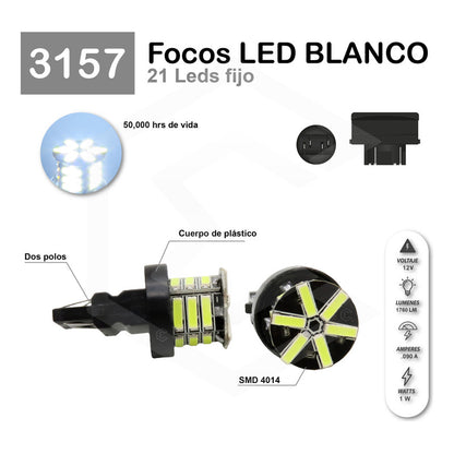 Par De Focos 3157 21 Leds Cuartos Stop Direccional Fijo 12v
