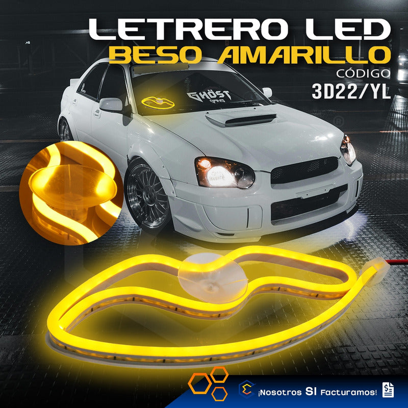 Figura Beso Led Luz Neon Parabrisas Chupón Grande 26cm 12v