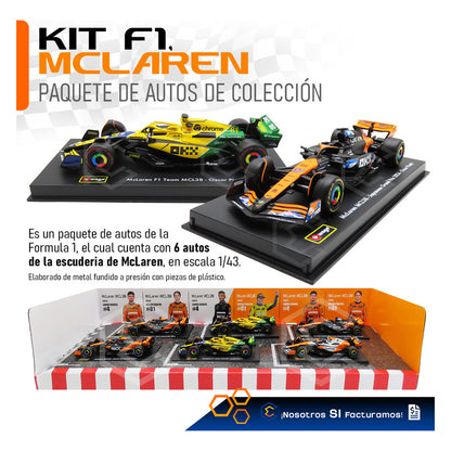 Mclaren Bburago Kit 6 Autos Formula 1 Colección Escala 1:43 Naranja