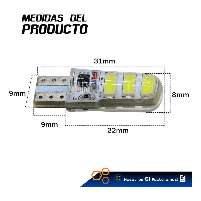 Par De Focos De Pellizco 6 Leds Smd T10 Gel Luz Estrobo 12v