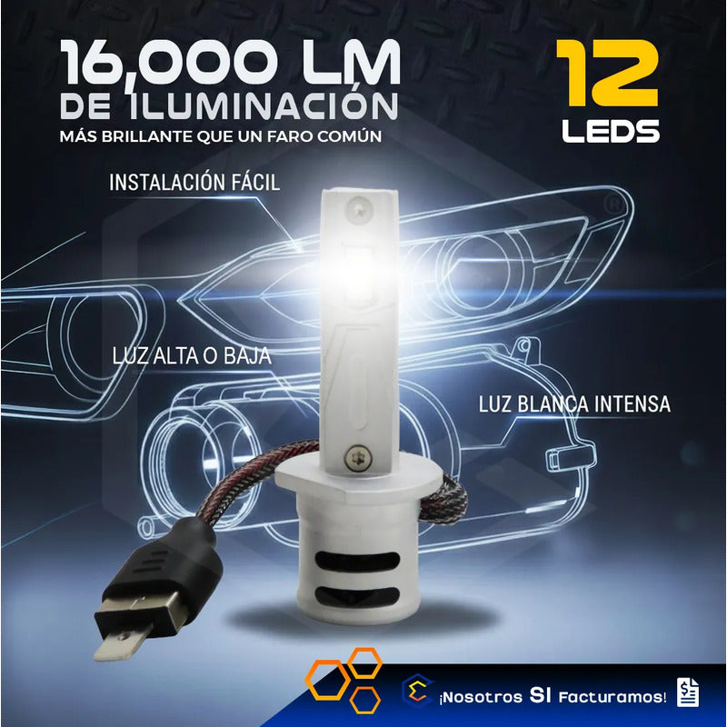 2 Focos 12led H1 Canbus Ventilador Alta Baja 16000lm 35w 12v H1