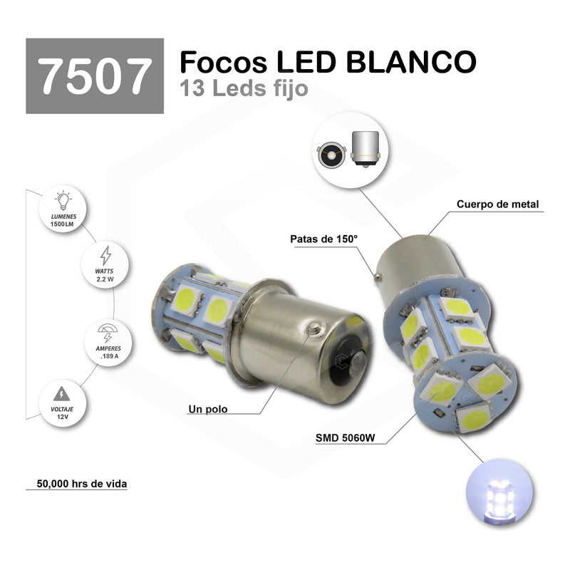 Par Focos 13 Leds 7507 Cuarto Direccional Patas V Fijo 12v