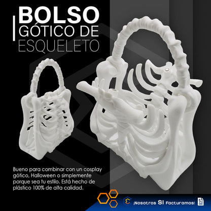Bolso De Esqueleto Hueso Gotico Halloween Impresión 3d Petg
