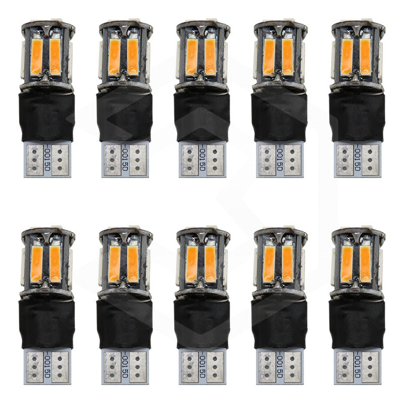 Kit 10 Focos De Pellizco 10 Led Canbus Fijo + Estrobo T10
