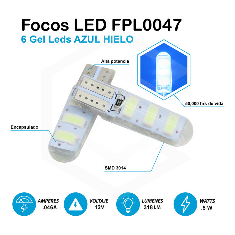 Kit De 10 Focos De Pellizco T10 6 Gel Leds Smd Alta Potencia