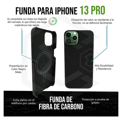 Funda Case De iPhone 13-14 Fibra De Carbono 100% Real