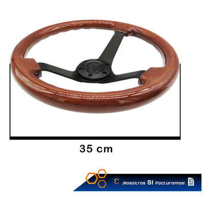 Volante D Madera Automotriz Universal Centro Negro Mate 35cm
