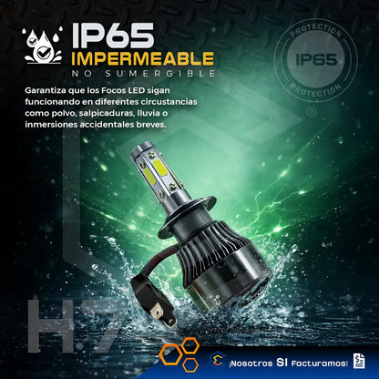 2 Focos Led 4 Caras Ventilador Alta O Baja 16000lm 25w 9-32v H7