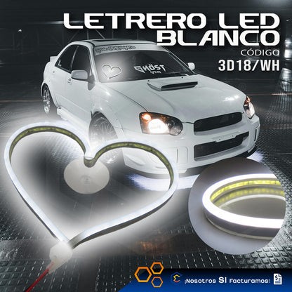 Figura Corazon Led Luz Neon Parabrisas Chupón Grande26cm 12v
