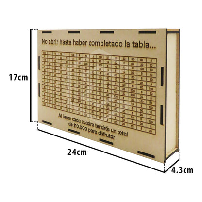 Alcancia Caja De Ahorro Con Objetivo 10k 25k 45k Dinero Mdf