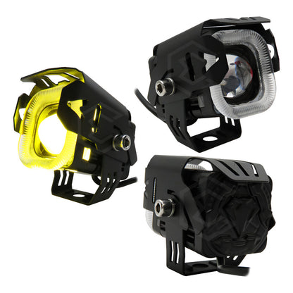 Par Faros 12 Led Lupa Bicolor Ojo Demonio 4 Funciones 10-30v