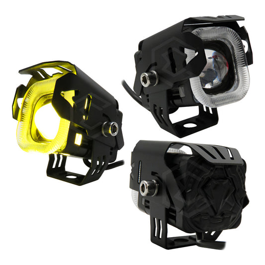 Par Faros 12 Led Lupa Bicolor Ojo Demonio 4 Funciones 10-30v